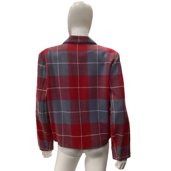 VTG Simone Alexander For Patty Woodard Women’s Blazer SZ 12 Wool Plaid Red Gray - Picture 3 of 4